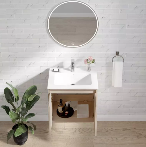 Mena Vanity Coastal Oak With Porcelain Top (Wall Mounted)