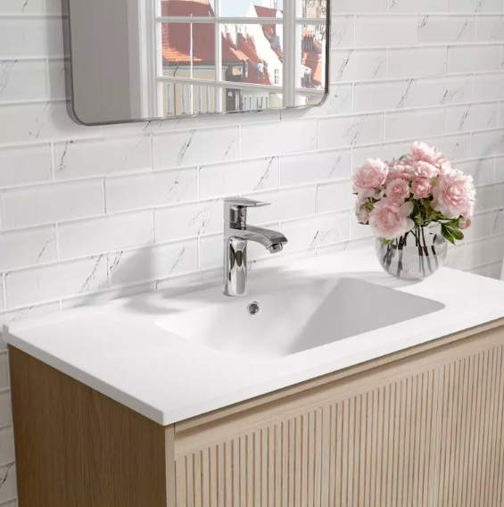 Mena Vanity Coastal Oak With Porcelain Top
