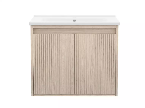 Mena Vanity Coastal Oak With Porcelain Top (Wall Mounted)