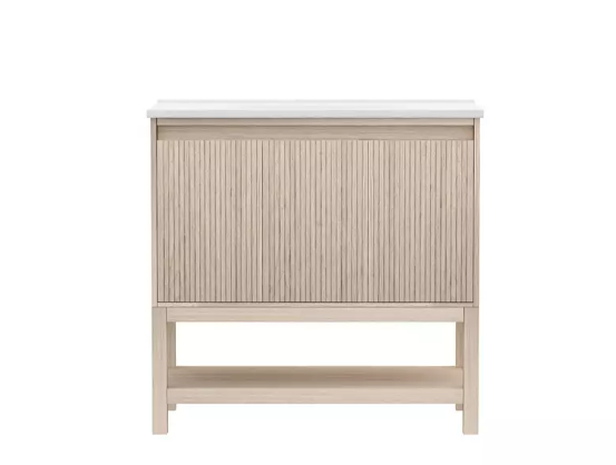 Mena Vanity Coastal Oak With Porcelain Top