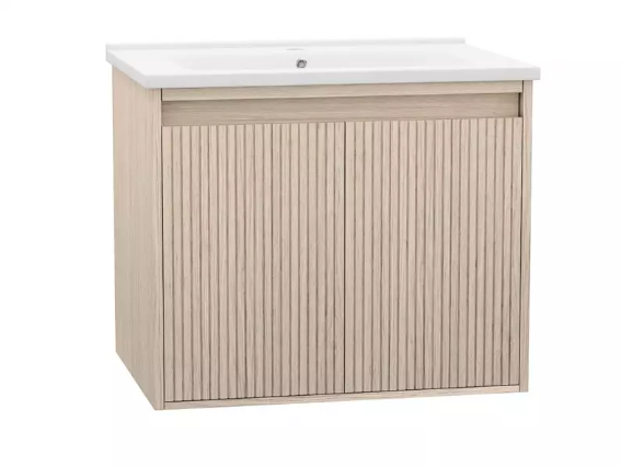 Mena Vanity Coastal Oak With Porcelain Top (Wall Mounted)