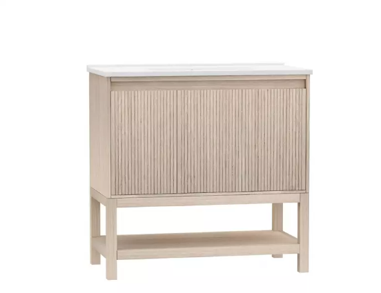 Mena Vanity Coastal Oak With Porcelain Top