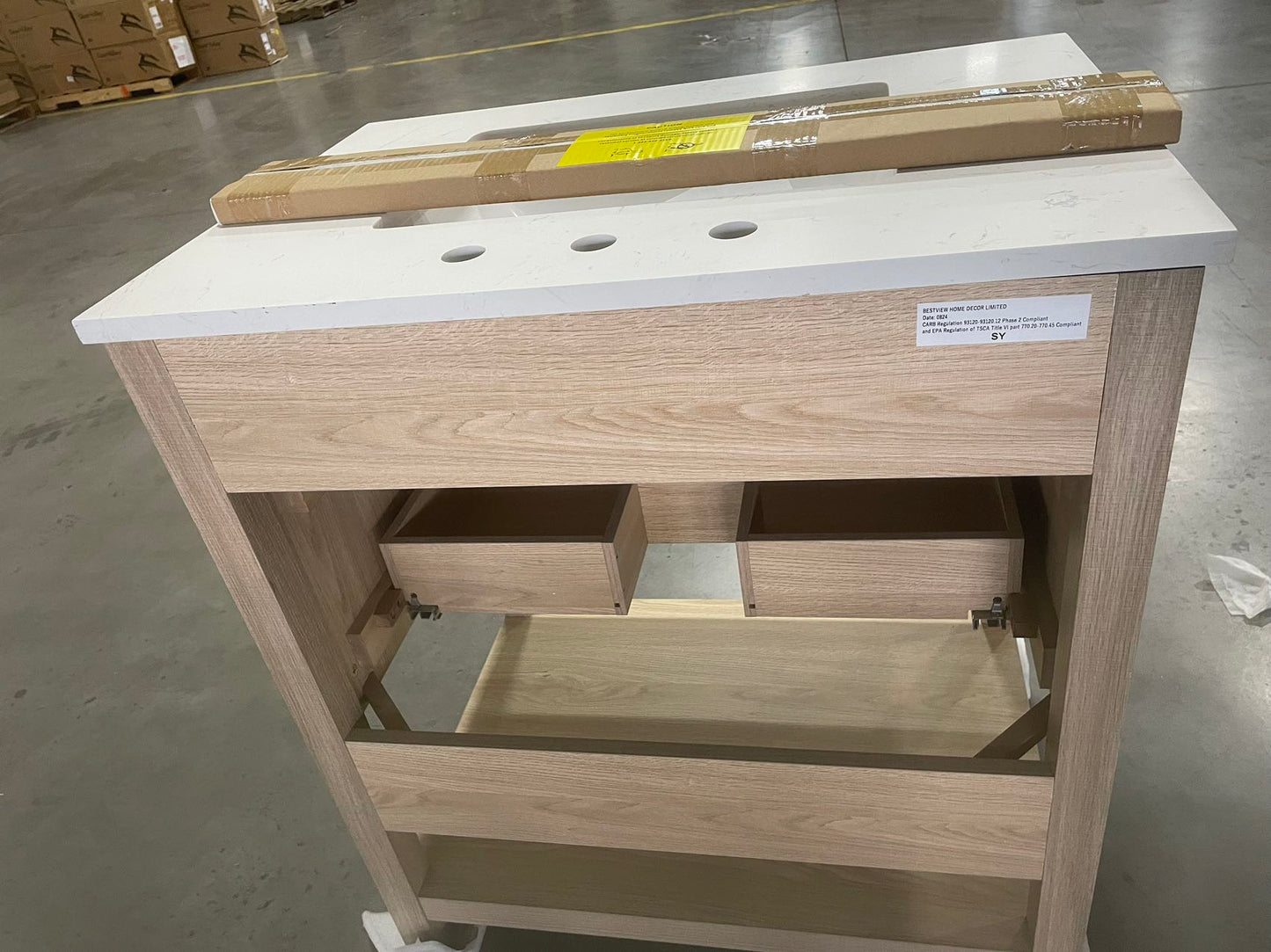 Encino Vanity White With Carrara White Engineered Stone Top