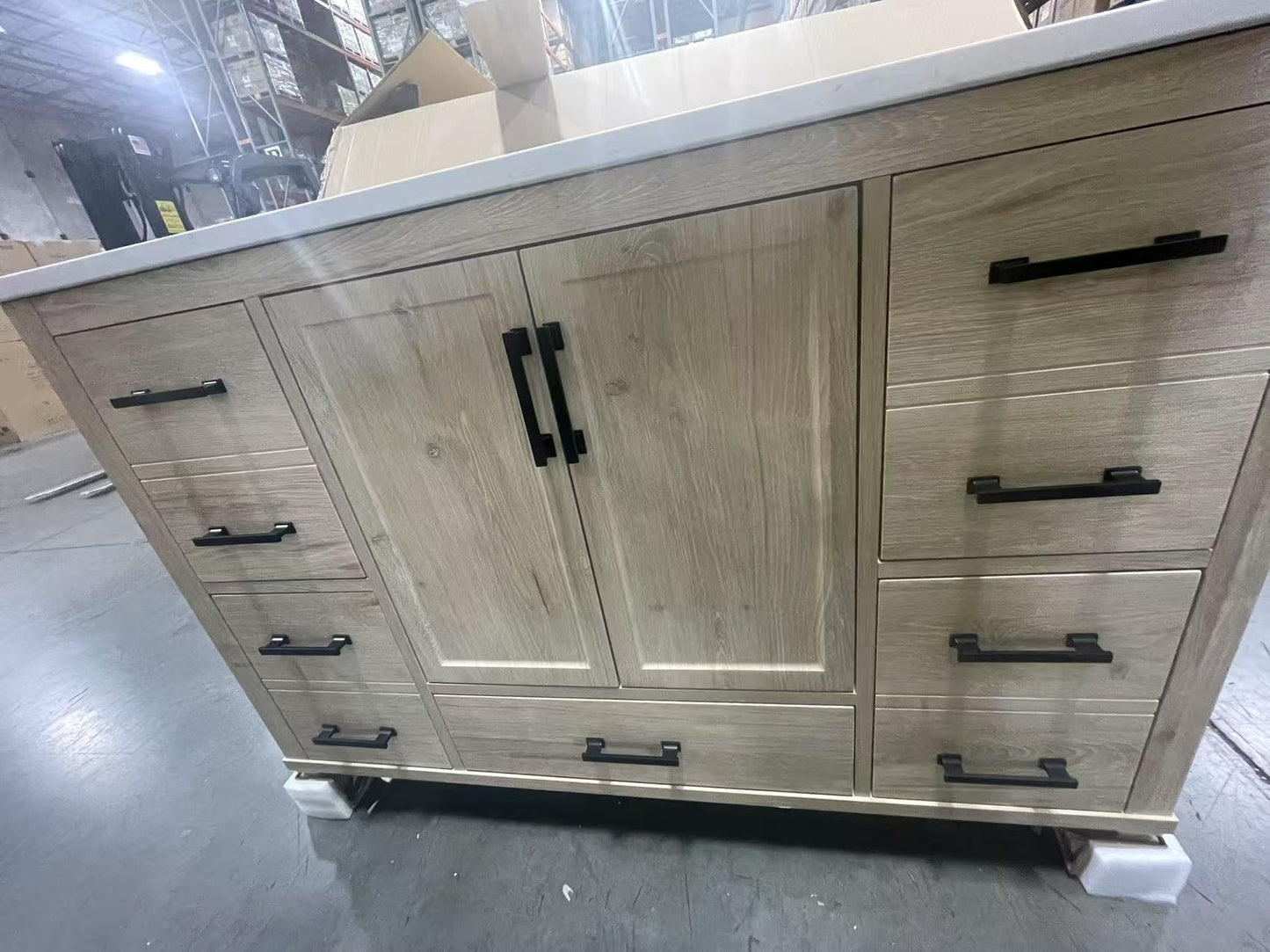 Hardin Vanity Light Wood With Carrara White Engineered Stone Top