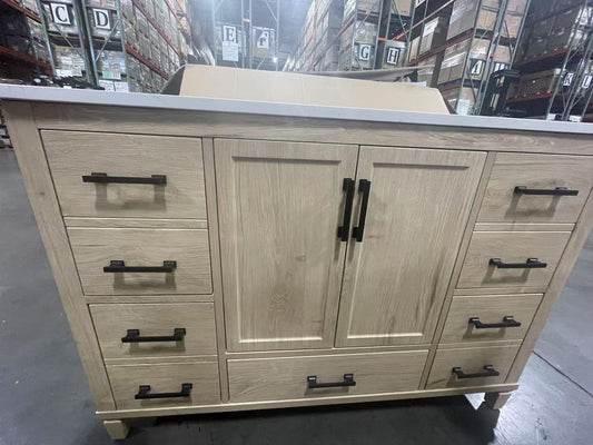 Hardin Vanity Light Wood With Carrara White Engineered Stone Top